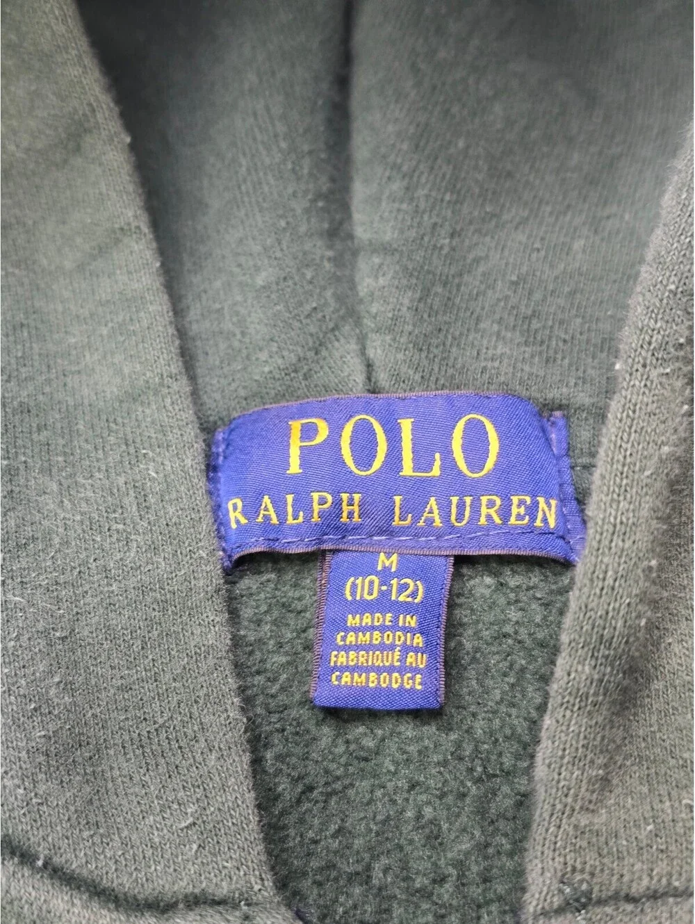 Polo Ralph Lauren Kids Green Zip Hoodie Pink Pony Full Zip Fleece Size M 10-12